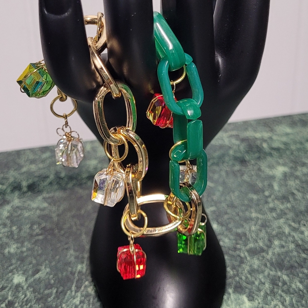 Acrylic Vibrant Gold and Green Charm Bracelet